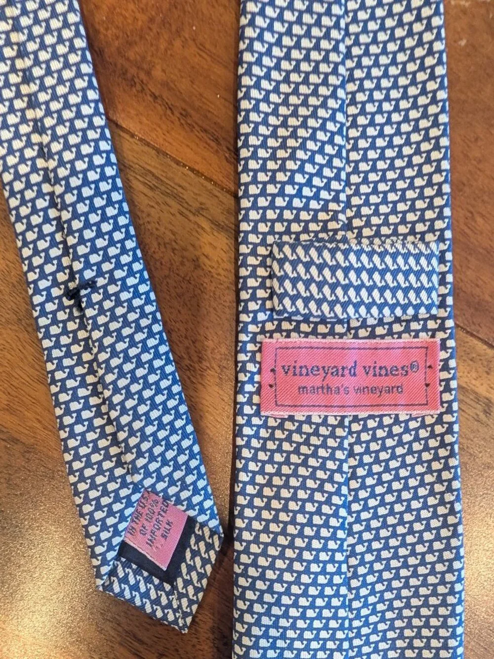 Boys Vineyard Vines Tie - Navy with Micro white Logo Whales